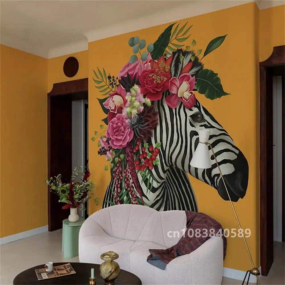 Custom Animal zebra wall paper modern art TV sofa background wallpapers for living room bedroom mural wallpaper restaurant decor