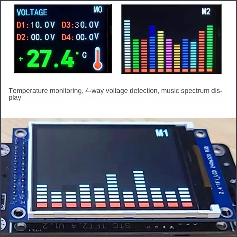 Nvarcher Power amplifier, audio system equipped with display monitoring board, thermometer voltage detection, music spectrum