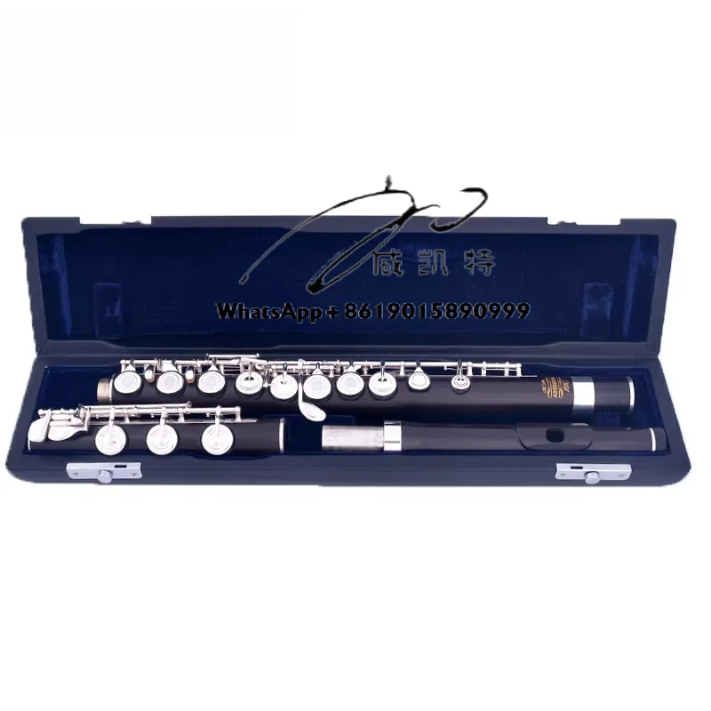 17 Holes Ebony/Grenadilla Flute Open Hole Silver Plated E Key Grenadilla Wood Professional Flute MFL-201