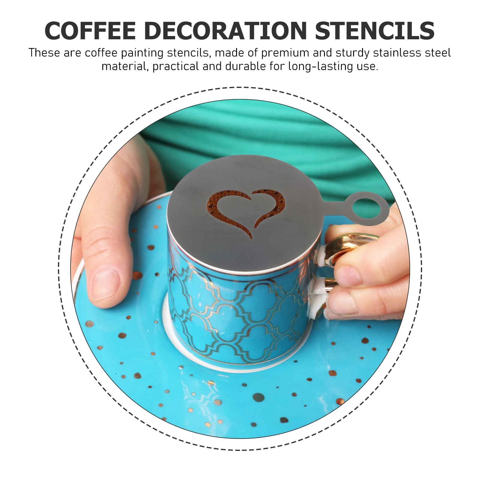 

4 Pcs Coffee Stencils Stainless Steel Biscuit Mold Cappuccino Stencil Latte Art Tools Practical Decorative Easy Clean Portable