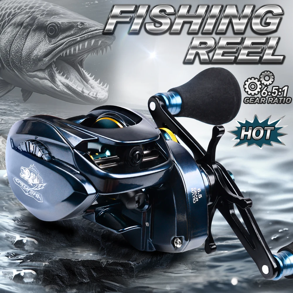 PROBEROS Baitcasting-Rolle 6,5:1 Übersetzungsverhältnis 6+1BB 20 kg/44 lb Drag 243/245 g Metallgehäuse Cast Drum Wheel Salzwasser-Angelrolle Pesca – Detail 3