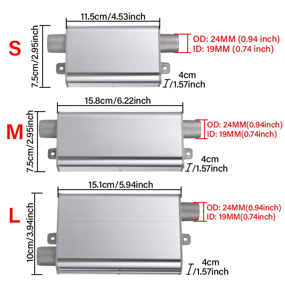 1Pc Exhaust Muffler Aluminum Alloy 24Mm Double Filtration Noise‑Reduction For Diesel Parking Heater 2KW-8KW Car Truck RV Parts