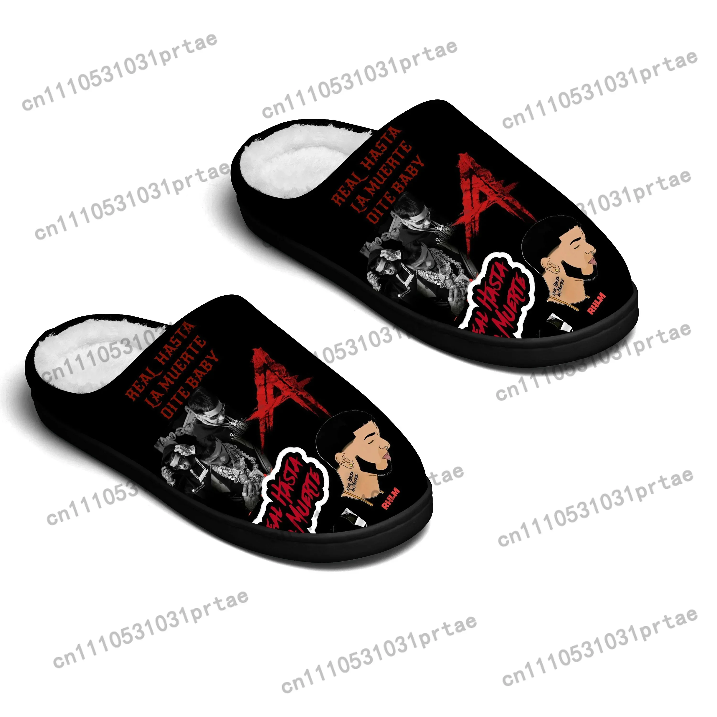 Anuel AA Real Hasta la Muerte Home Cotton Slippers Mens Womens Bedroom Keep Warm Cotton Slippers SPA Slipper Custom Slipper view 3