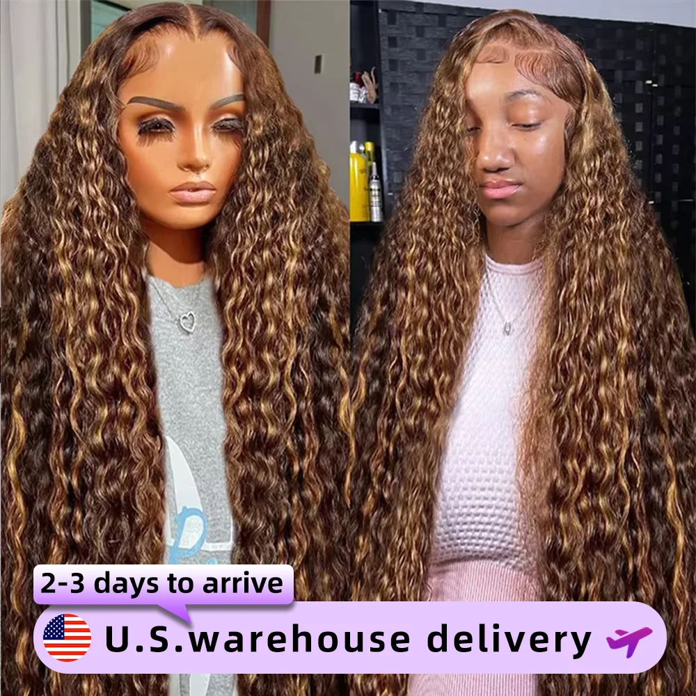 

13x6 Curly Hd Lace Front Wig Human Hair 250% Density Highlight Ombre Deep Wave Wigs 30 40Inch Brazilian Human Hair Frontal Wig