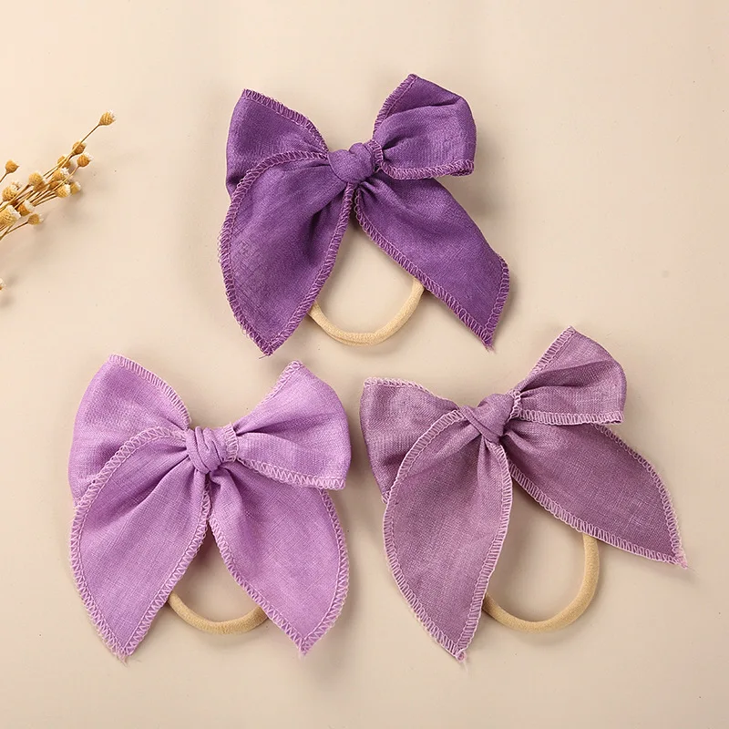 Cotton Bows Baby Girls Headband Toddler Nylon Hairband Elastic Hair Accessories Soft Infant Princess Newborn Photography Props