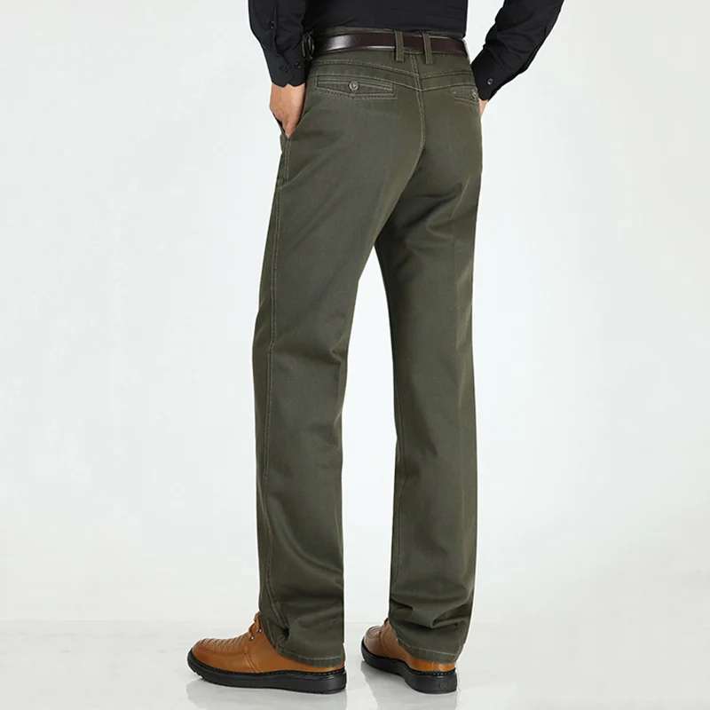 

Мужские брюки из 100% хлопка, летние тонкие, осенние плотные, прямые, свободные, деловые, однотонные, цвет хаки, повседневные, брендовая одежда KOACUS