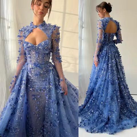 Luxury 3D Decal Off Shoulder Ball Dress Layered Ruffle New Dress Detachable Train Wedding Evening Dress Customization