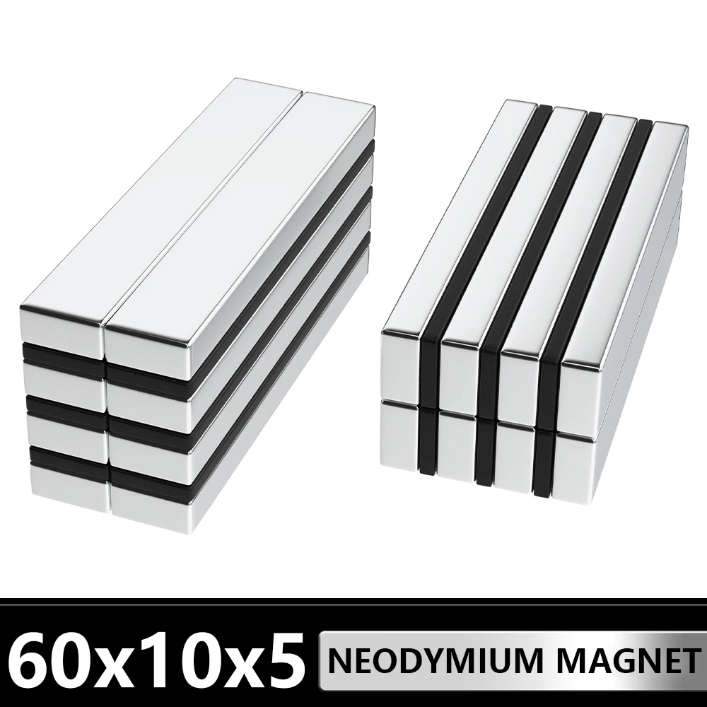 

60x10x5mm Powerful Block Magnets for Fridge, DIY Projects, Science, Building & Office Use Refrigerator Magnet
