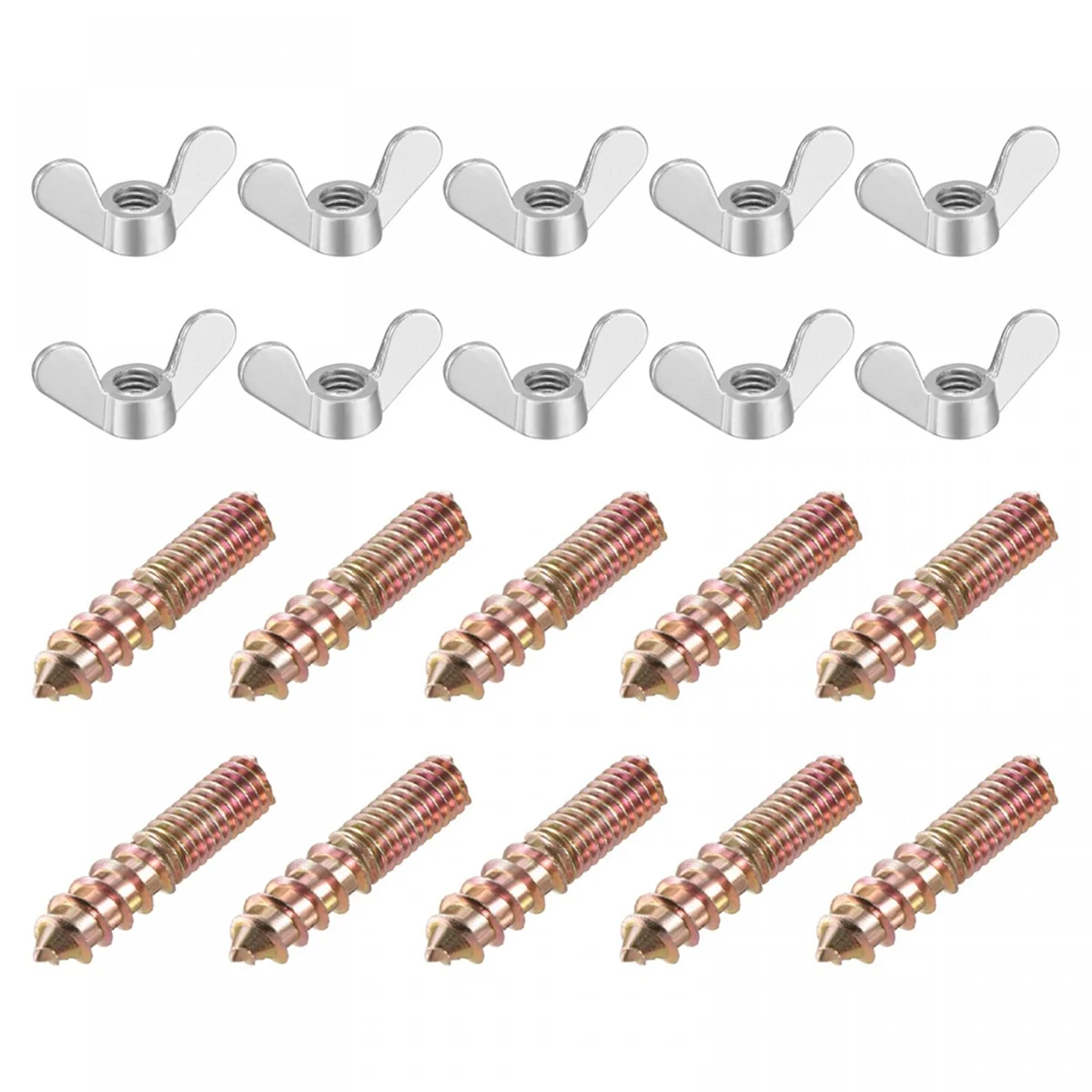 

M6 Wing Nuts, Wing Nut, Silver Tone, 20 Pieces & M6X30mm Hanger Bolt, Double Headed Screw, 20 Pieces