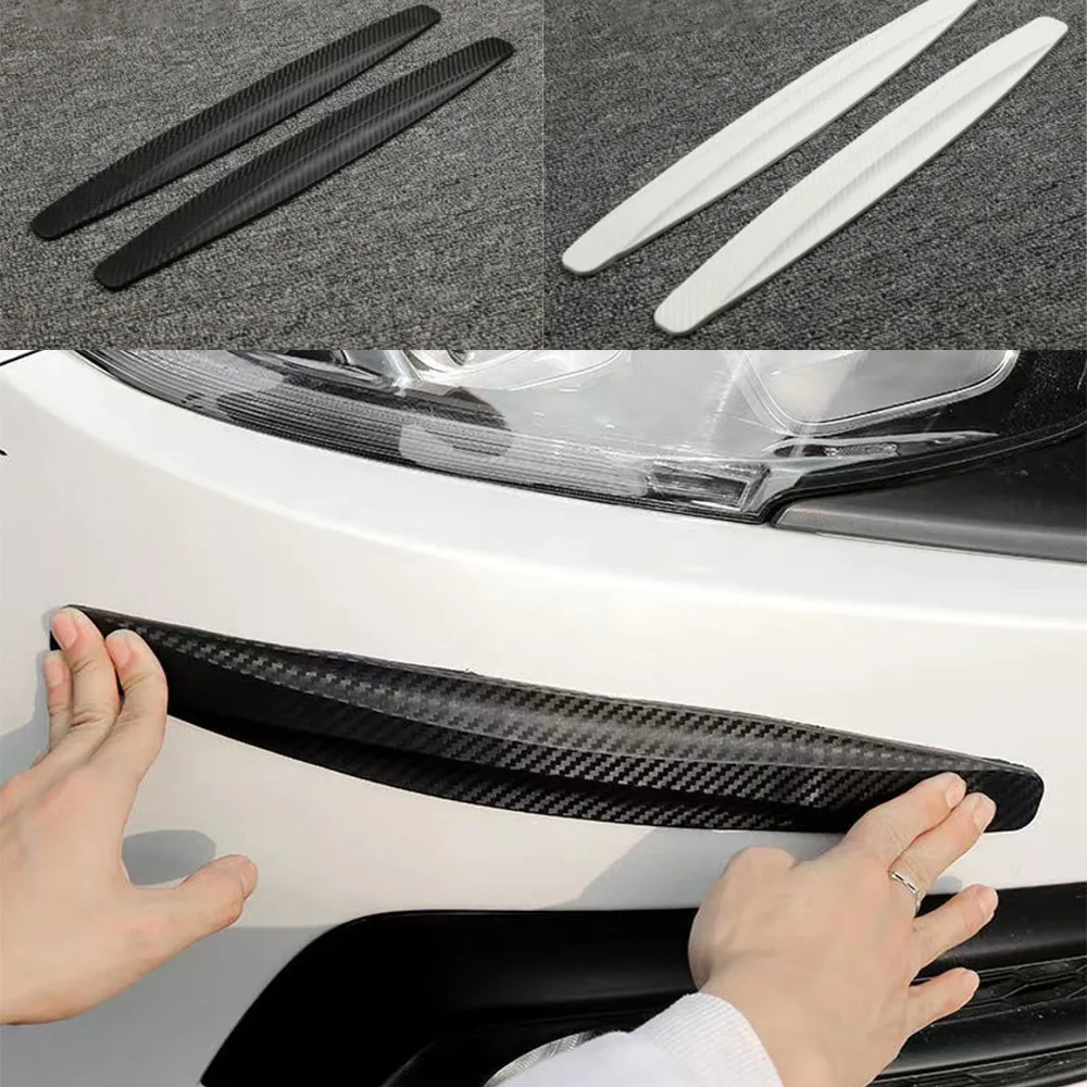 2Pcs Car Bumper Protector Strip Anti Scratch Car Edge Stick PVC Protective Strip Carbon Silicone Fiber Waterproof Trim Moulding