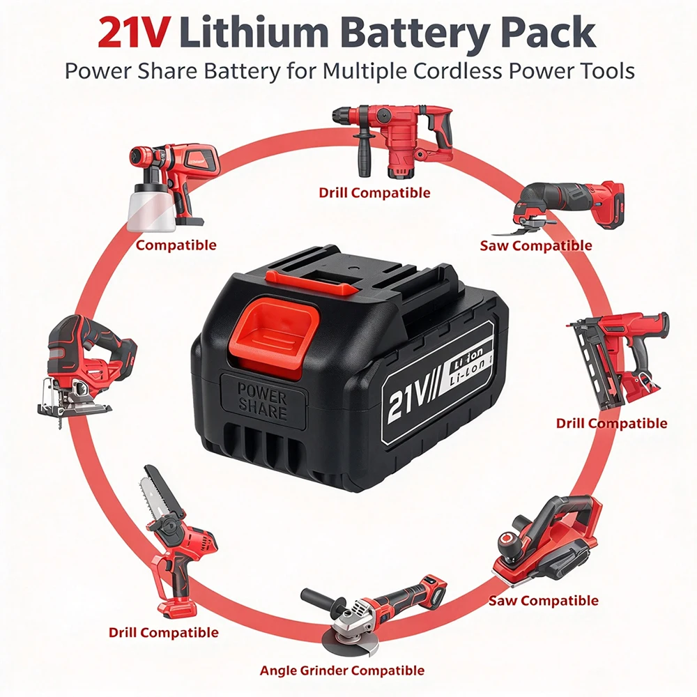Pacco batteria da 21 V, 5 elementi, 10 sezioni, batteria agli ioni di litio 18650 con protezione 3MOS, batteria per utensili elettrici, compatibile con avvitatore a impulsi Makita, motosega e