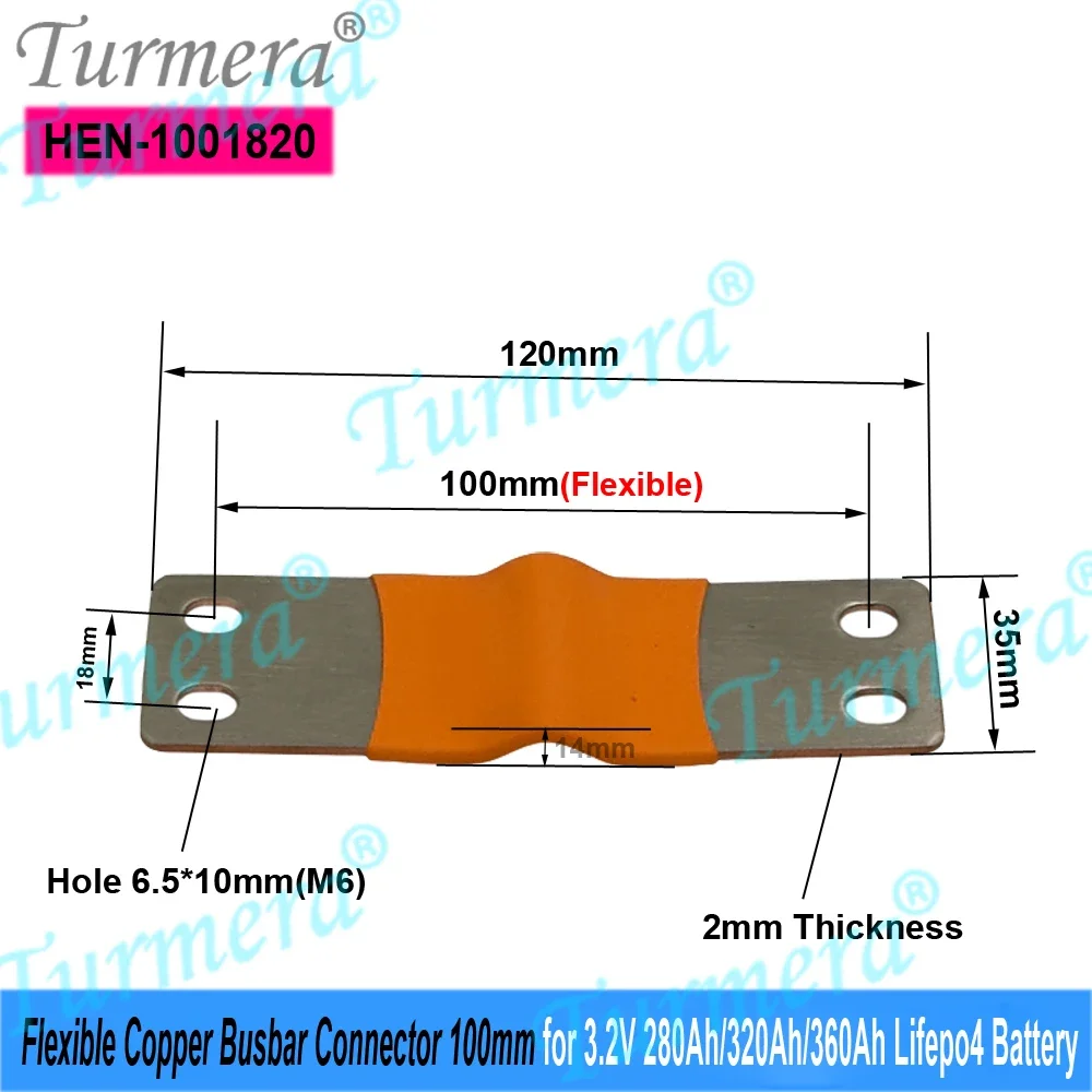 12V 48V Flexible Copper Busbar Connector Hole to Hole 74mm 56mm 2mm 4mm 300A for 280Ah 320A 360Ah Lifepo4 Battery Diy Use