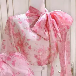 Chemise à fleurs peintes pour femmes, joli haut à lacets, imprimé papillon, nouvelle mode, printemps/été, 2023