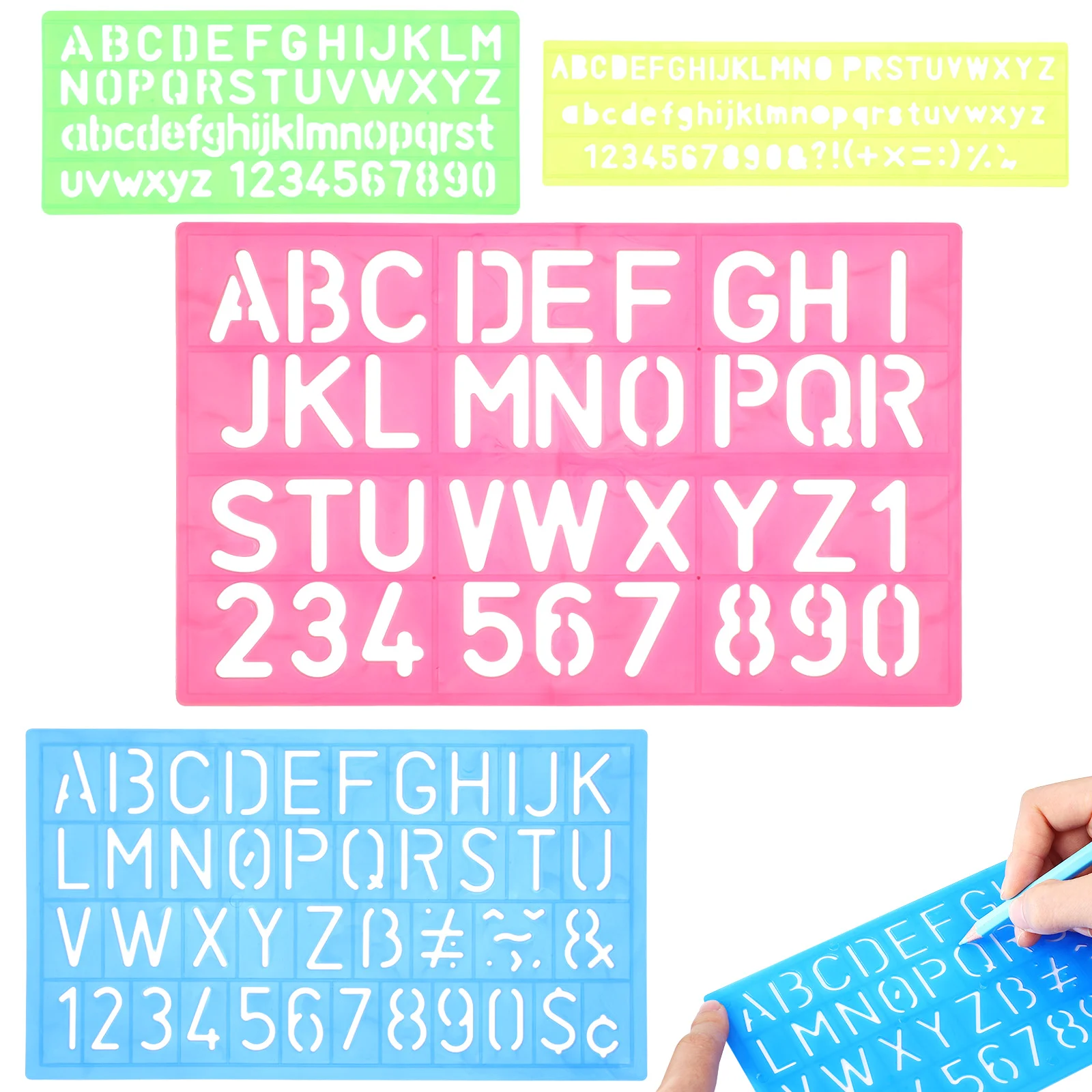 4 Pcs Number Letter Template Set Toddler Mini Toys Small Stencils Plastic Alphabet Reusable Printing