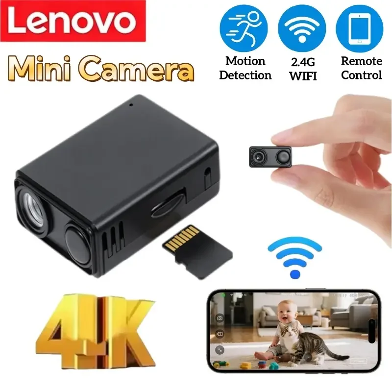 Lenovo 4K Camera WiFi Wireless Monitor Night Vision Remote Motion Detecting Camcorders Security Protection Indoor Surveillance