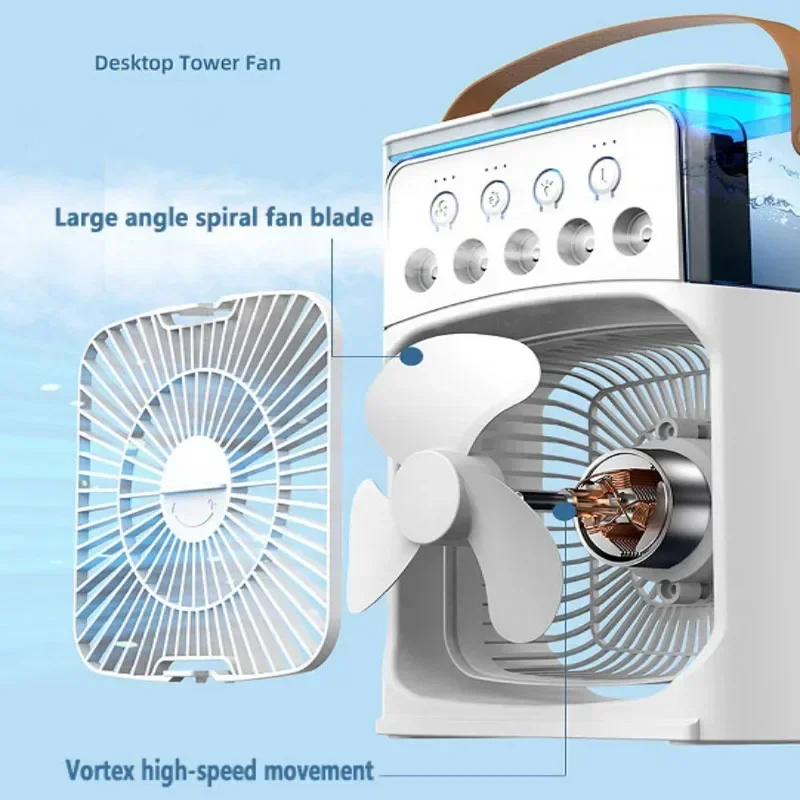 3 In 1 Fan AIr Conditioner Household Small Air Cooler LED Night Light Portable Humidifier Air Adjustment Fan Office Home Fan New image 4