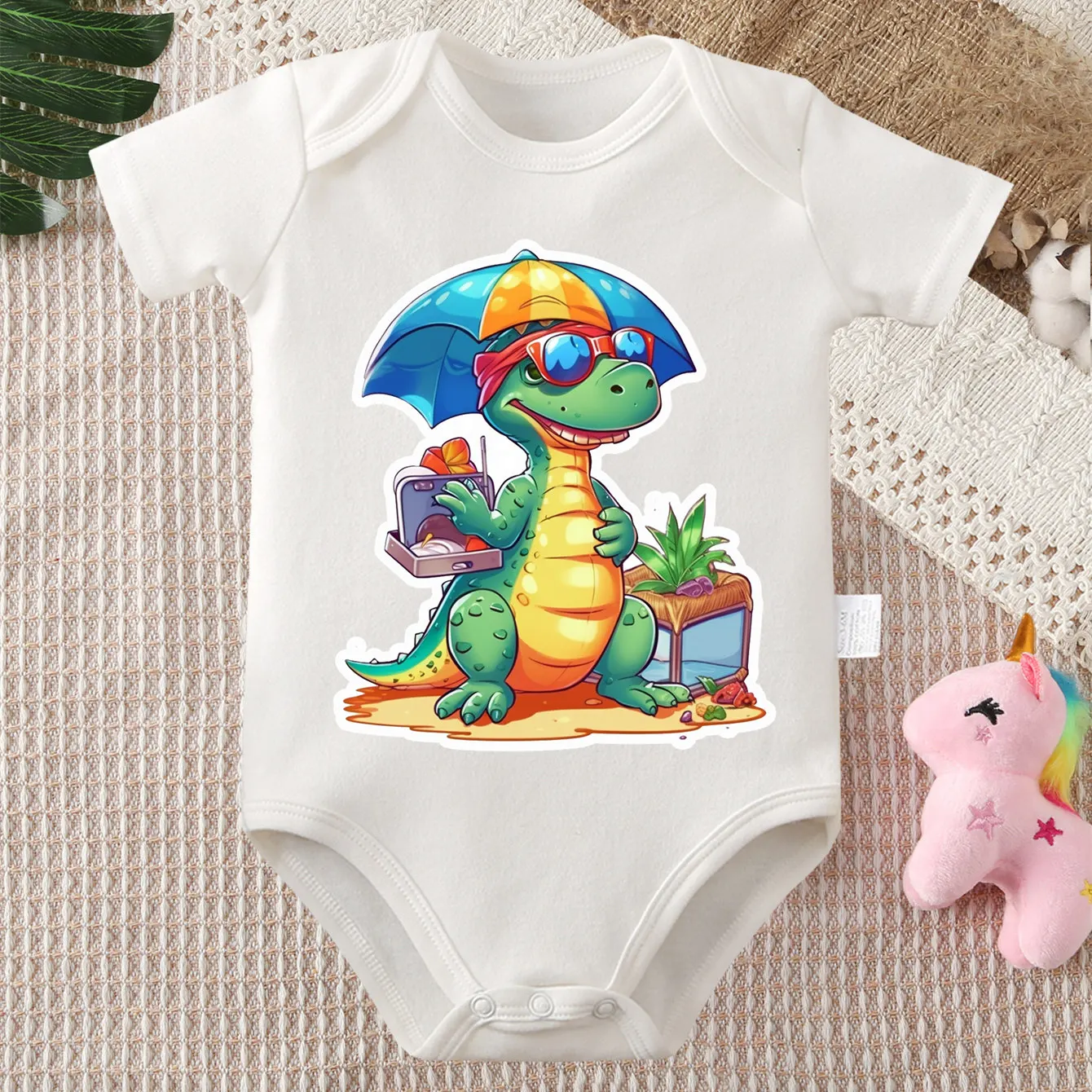 

Боди из 100% хлопка с принтом «Счастливые отпуска с динозаврами», удобный комбинезон для малышей от 0 до 12 месяцев, для новорожденных