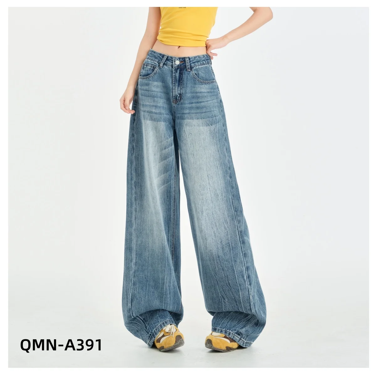 อเมริกันRetroตรงกางเกงยีนส์ผู้หญิงแฟชั่นสบายๆSlim High Streetกางเกงขากว้างY2Kชั้นMoppingกางเกงฤดูใบไม้ร่วงและฤดูหนาว