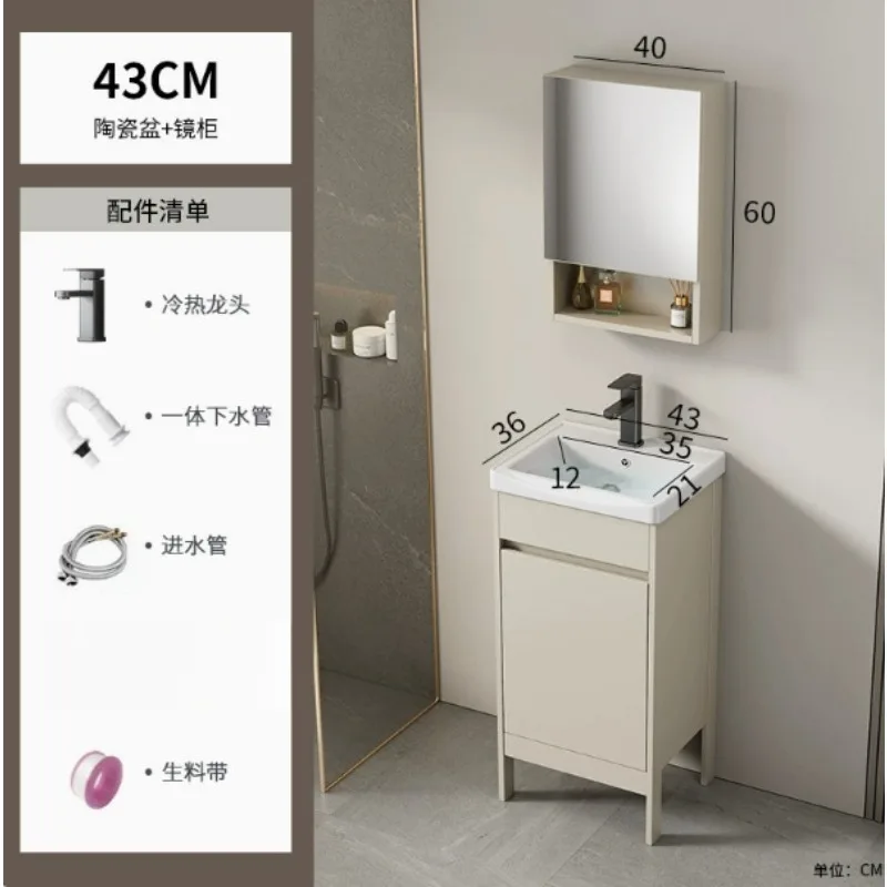 Modern Bathroom Single Sink Vanity Set with LED Light Smart Mirror Floor Standing Water Resistant Cabinet