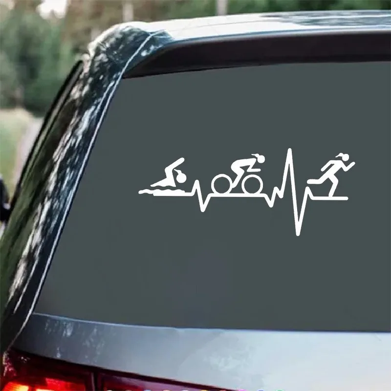 1pc Female Triathlon Vinyl Sticker Swimmer Cyclist Runner Waterproof Decal for Cars Motorcycles Laptops