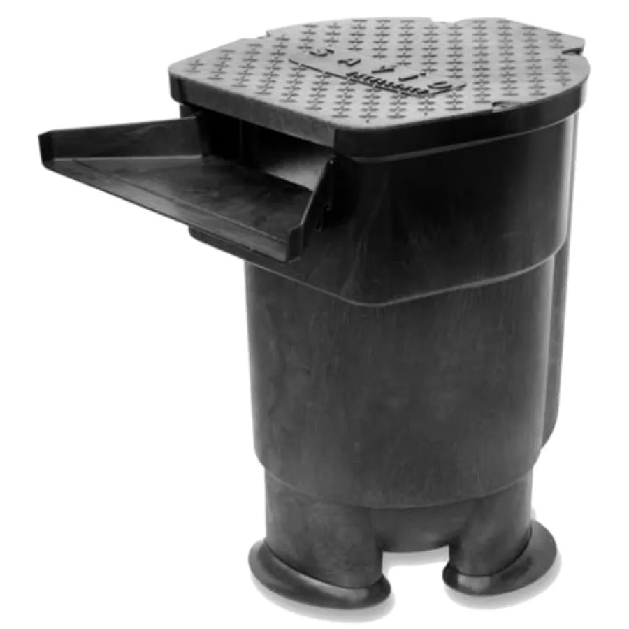 Waterfall filter for outdoor ponds, stainless steel construction, black finish, high-capacity debris filtration and quiet opera