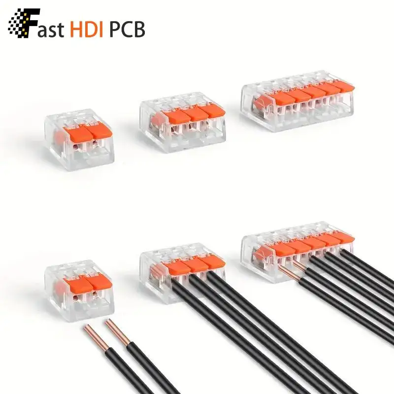 ขั้วต่อไฟฟ้าแบบเชื่อมต่อเร็ว ขั้วต่อแบบก้านโยกใส 2 3 5 พอร์ต 32A 250V สำหรับสายไฟตันและสายไฟหุ้มฉนวนขนาด 0.5-4 มม.²