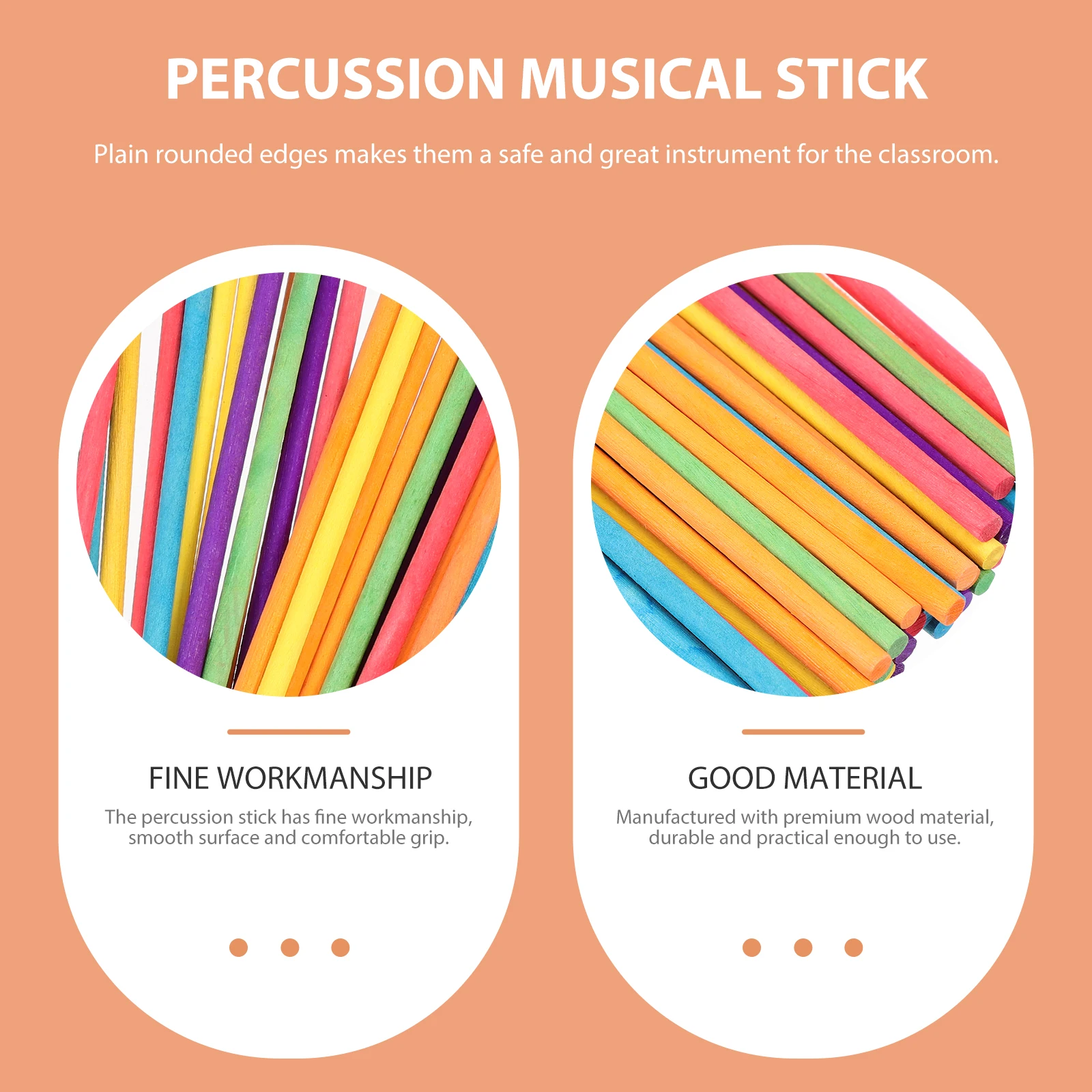 100Pcs Music Rhythm Sticks Wooden Educational Percussion Instrument for Early Learning Musical Stick Accessories
