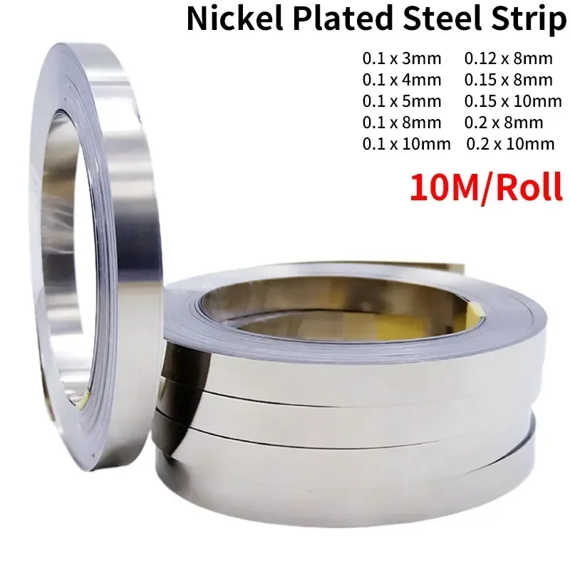 10m/Lot Nickel Plated Strip 18650 Li-ion Battery Nickel Sheet Plate Connector Steel Belt Spot Welding Machine Battery Welder