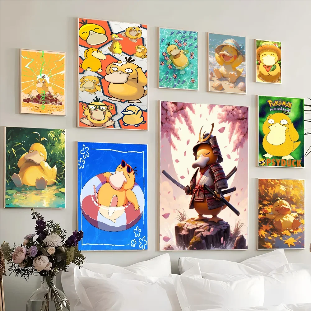

1 шт. P-Pokemon P-Psyduck постер фильма липкие постеры ретро наклейка из крафт-бумаги DIY комната бар кафе эстетическое искусство настенная живопись
