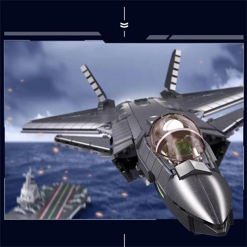 SLUBAN1007PCS Military Modern Plane J-20 Stealth Fighter Building Blocks World War2 Air Force Aircraft Bricks Model Kit Boy Toys