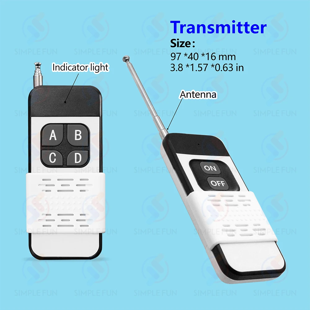 433Mhz 1000 meters Long Distance Universal Transmitter(NOT clone) 1/2/4 CH RF Remote Control 1527 Learning Code Remote Control