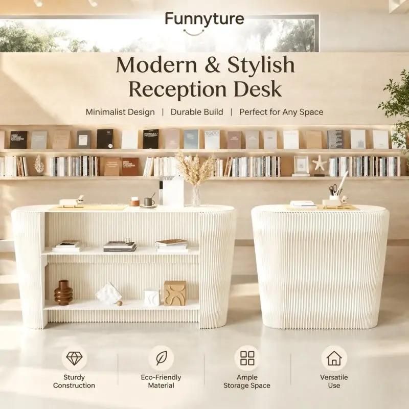 Folding Reception Desk Art Side Cabinet Storage Display Rack Multi-Layer Shelving Unit Space Saving Eco-Friendly Home Furnitu