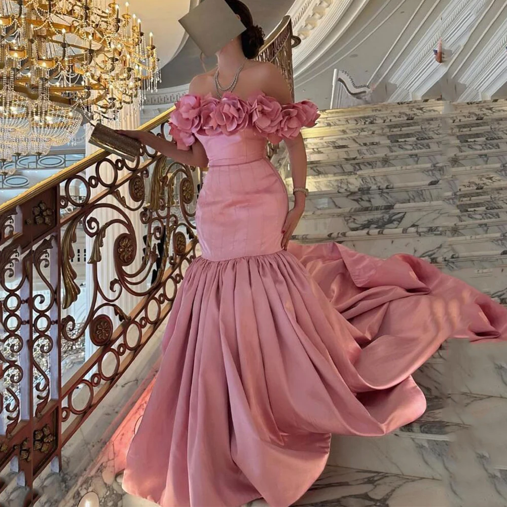 

Charming Off Shoulder Appliques Sleeveless Satin Evening Dresses Backless Mermaid Dress Prom Gown платья на торжество