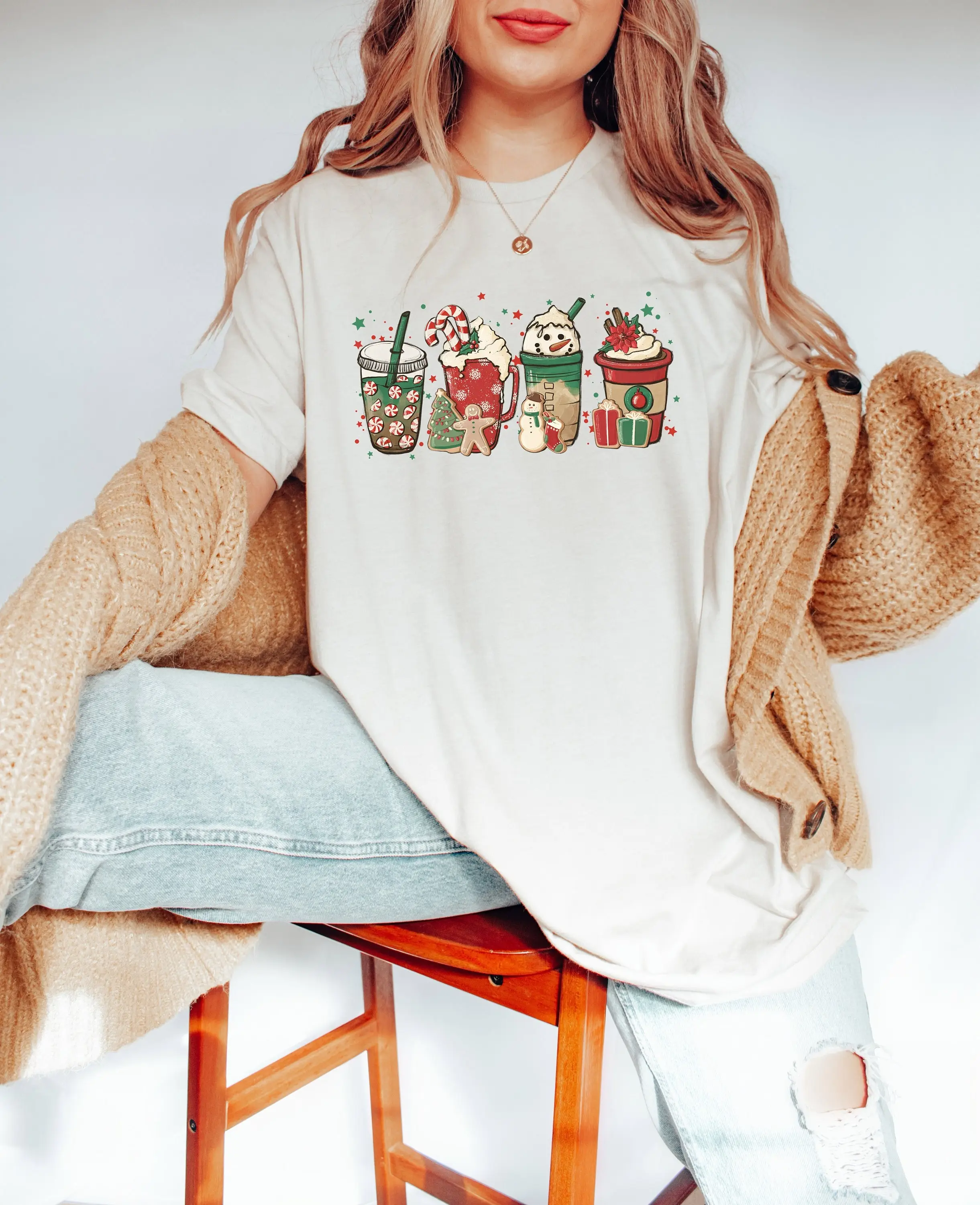 Christmas Coffee T Shirt Lover Snowman Latte Winter Holiday Xmas