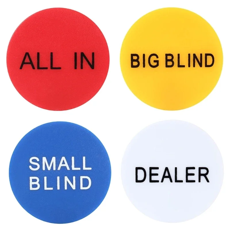 4Pcs Poker Chips Coins Small Blind Big Blind Dealer Buttons Poker Dealers Button Poker Cards Guard Protector Coin