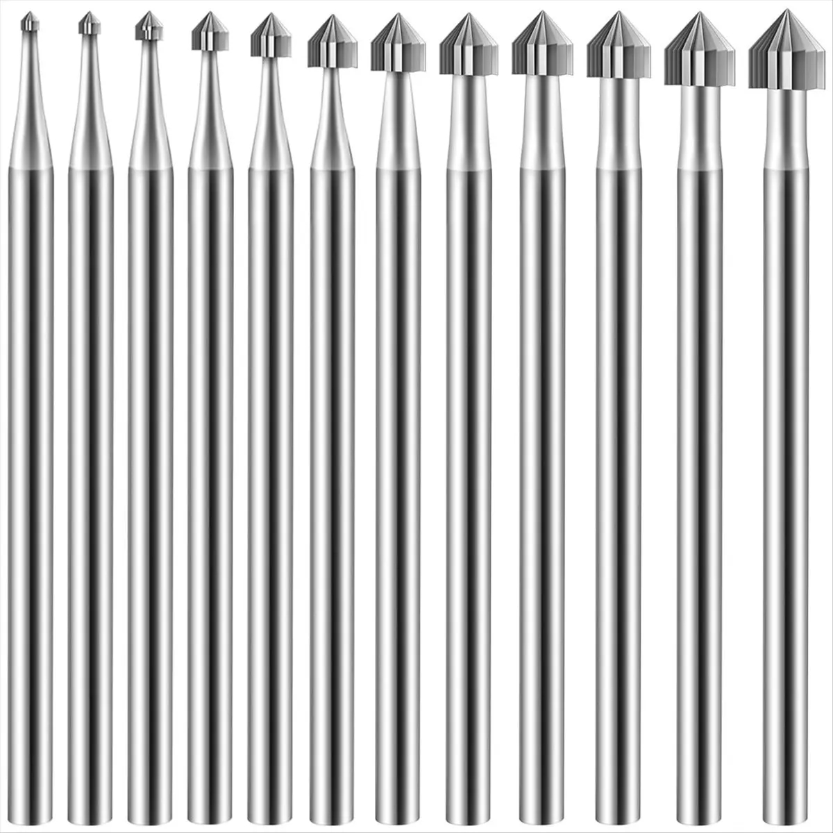 Perfect-12Pc Cylinder Cone Shape Carving Burr Sets Jewelry Burr SetsShank Jewelry Making Stone Setting Burs for Lapidary 008-040