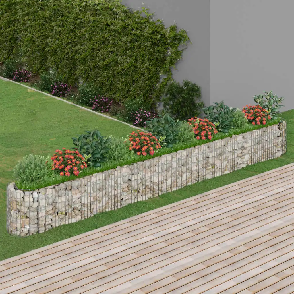 Gabionen mit Hochbett aus verzinktem Stahl 470 x 50 x 50 cm. Außendekoration, Kultiviertöpfe, Gartendekoration