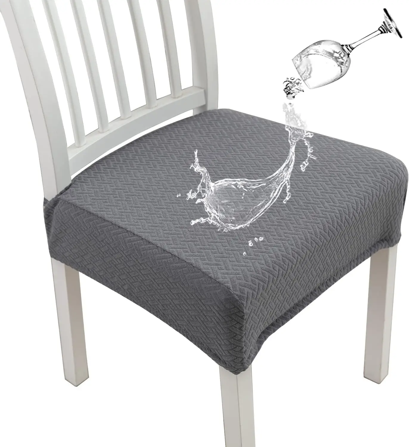 

Stretch Jacquard Waterproof Chair Seat Covers For Dining Room, Removable Washable Anti-Dust Chair Seat Protector Slipcovers