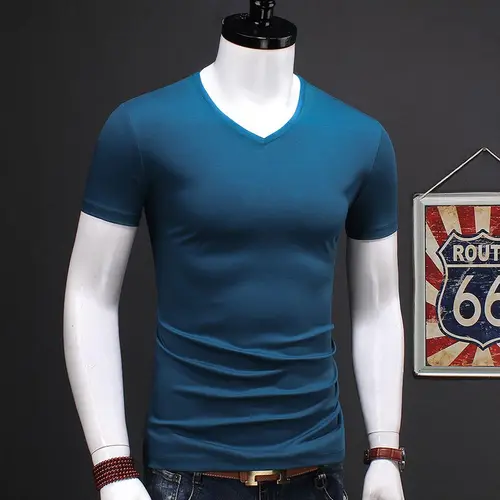 Imagen 2 del producto Camiseta de manga corta de secado rápido para hombre, ropa interior clásica con cuello en V, suave y cómoda, a la moda, para verano