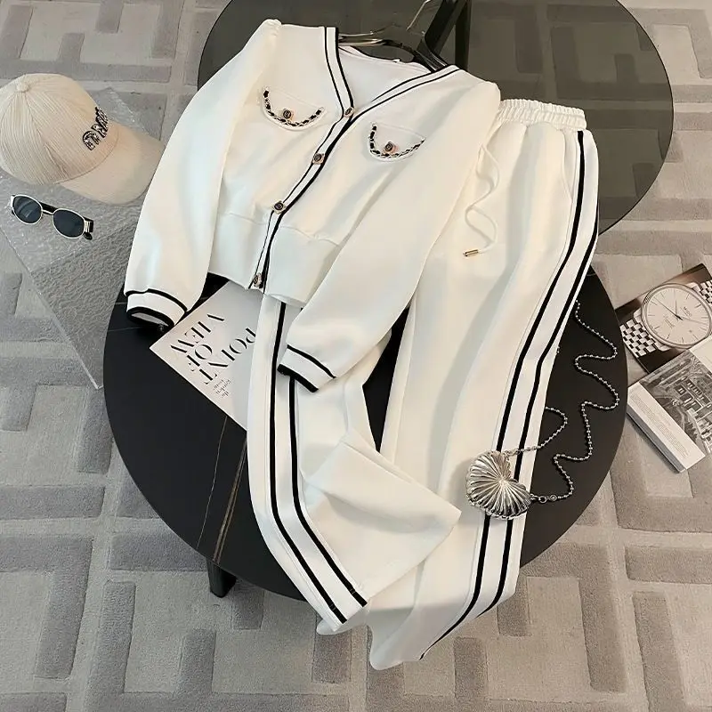 

Spring and Autumn High End Casual Sports Set Women's Western V-neck Top Wide Leg Pants Two Piece Setj Uicy Corture Tracksuit