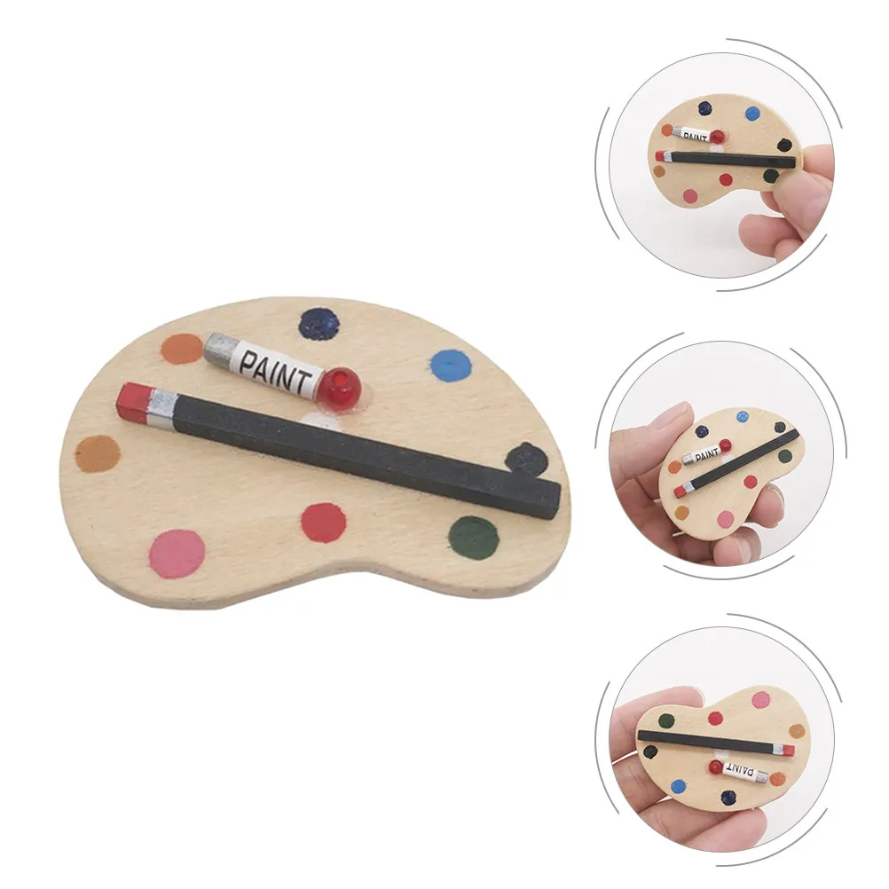 

Mini Wooden Paint Tray Set for Dollhouse Miniatures Bjd Photo Props DIY Room Decor Bedroom Living Room Scene Building