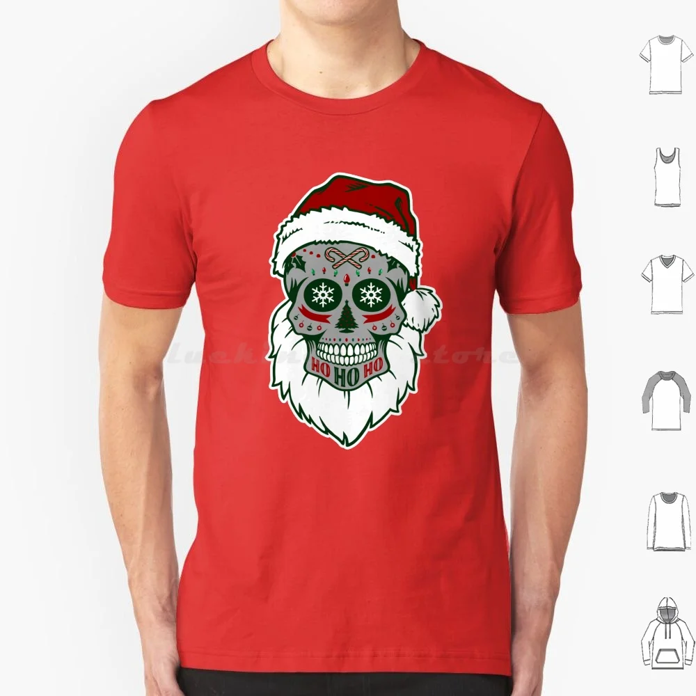 Santa Sugar Skull T Shirt 6Xl Cotton Cool Tee Santa Santa Claus Christmas Ho Ho Ho Skull Sugar Skull