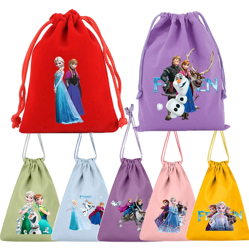 

Disney Anna Elsa Frozen Drawstring Bags Kawaii Anime Large Capacity Gift Bag Party Decoration Candy Bags Jewelry Storage Bag New