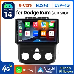 AWESAFE AI 4G LTE Wireless CarPlay Android Auto Car Radio For Dodge RAM 1500 2500 3500 2013 2014-2018 GPS Navi BT DSP RDS FM
