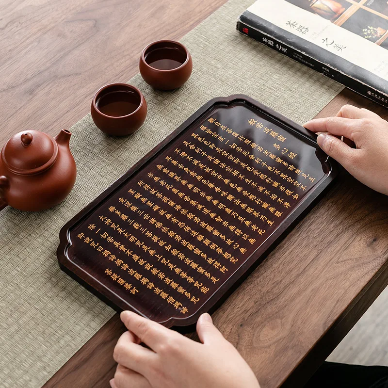 Heavy Bamboo Solid Wood Small Tea Tray Office Log Mat Tea Set Tray Pot Holder