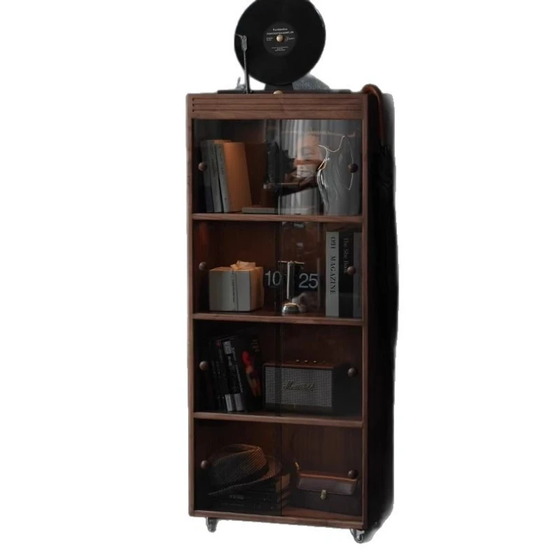 Simple living room display cabinet Household study storage solid wood locker