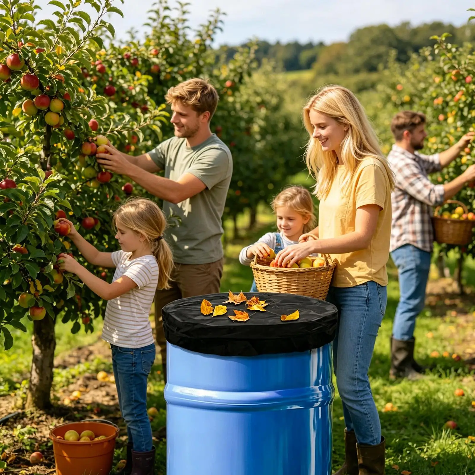 Yard Barrel Cover 2 Pieces Waterproof All-Weather Protector 55 Gallon Water Storage Tank Cover For Lawn Garden Yard Patio