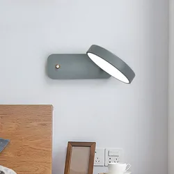 Modern Macaron Wall Light Rotary With Switch LED Wall Lamp Home Decor Bedroom Bedside Children's Room Read Swivel Sconce Fixture