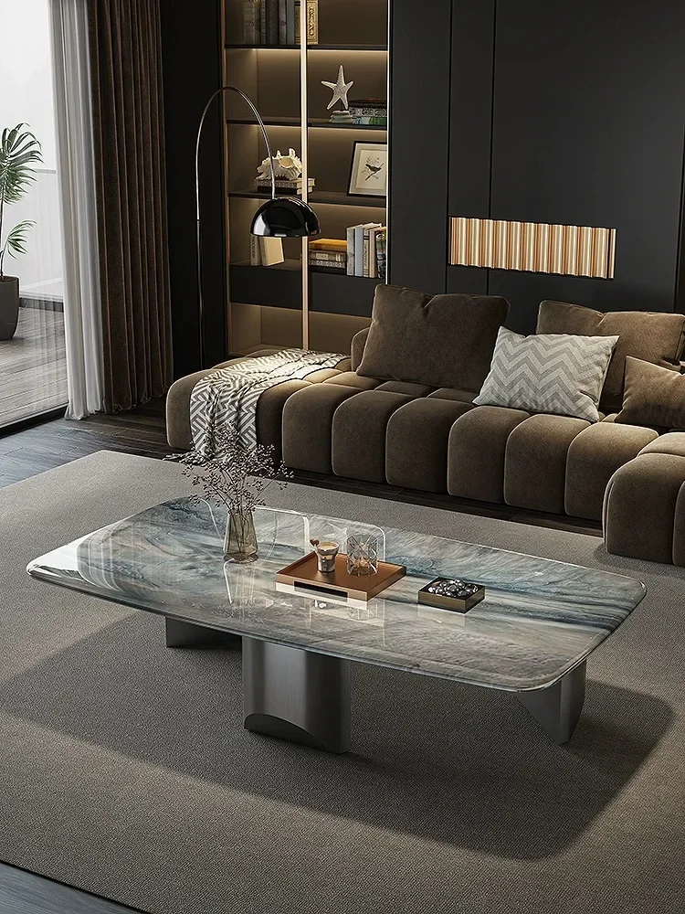غرفة معيشة مربعة بسيطة من الرخام الإيطالي، منزل بسيط وحديث، شقة صغيرة، طاولة شاي فائقة #3
