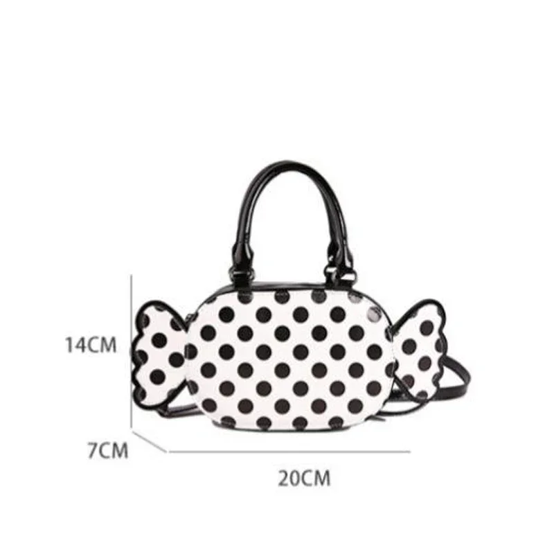 Ausgefallene Bonbon-Bartform Gepunktete Crossbody-Schultertasche, Damen-Umhängetasche, Leichte Handytasche, Niedliche Farbkontrast-PU-Handtasche – Detail 1